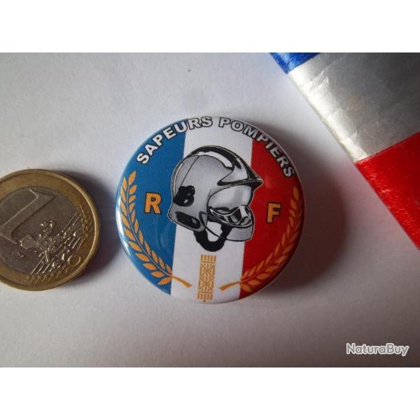 Sapeurs Pompiers badge drapeau France 38mm -neuf !