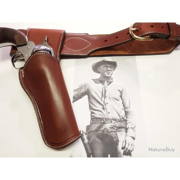 HOLSTER WESTERN et CEINTURON  "7 mercenaires" fabrication artisanale