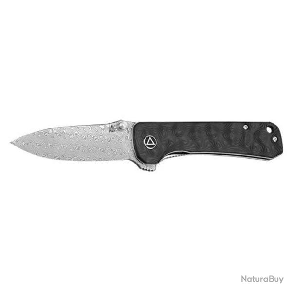 Couteau QSP Hawk - Fibre de carbone / Damas / Gris