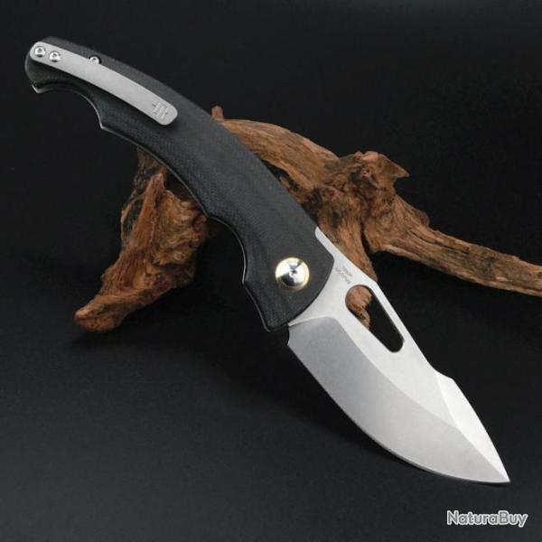 Couteau ArtisanCutlery Xcellerator Black Lame Acier AR-RPM9 Manche Micarta Clip Titane ATZ1860PMBK