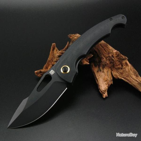Couteau ArtisanCutlery Xcellerator Black Lame Acier AR-RPM9 Manche Micarta Clip Titane ATZ1860PBMBK