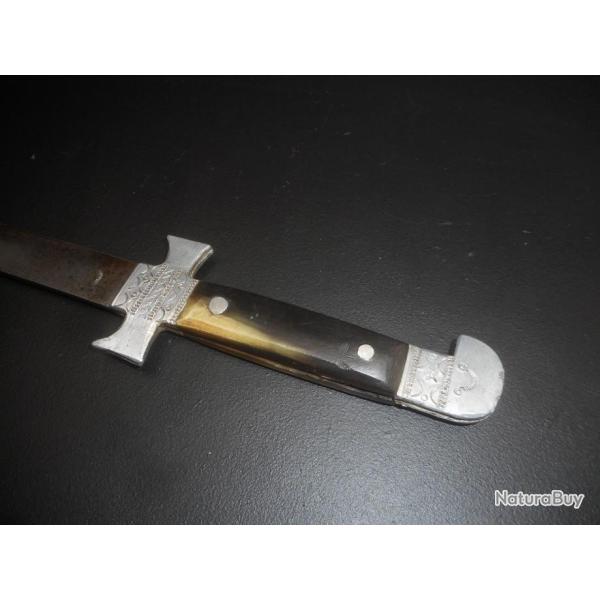 LONG COUTEAU AFRICAIN TOUAREG DES ANNEES 1920/30, ORIGINE LIBYE, POIGNEE CORNE