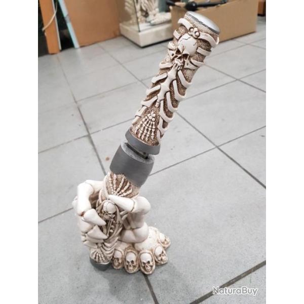 Tanto decoration avec support resine squelette petit katana skull lame acier