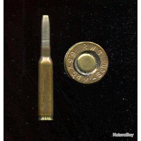 6.5 x 54 Mannlicher Schoenauer - marquage : RWS 6.5x54 M-Sch - balle nickel pointe creuse