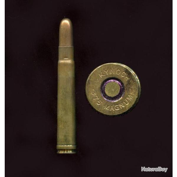 .375 H&H Magnum Rimless  - marquage : KYNOCH 375 MAGNUM  - balle cuivre pointe arrondie