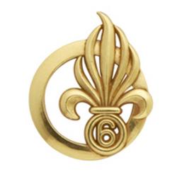 Insigne de b&eacute;ret dor&eacute; L&eacute;gion 6&egrave;me R&eacute;giment &Eacute;tranger de G&eacute;nie