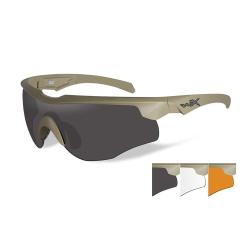Lunettes de protection balistiques Rogue Comm tan &eacute;crans fum&eacute;/incolore/orange