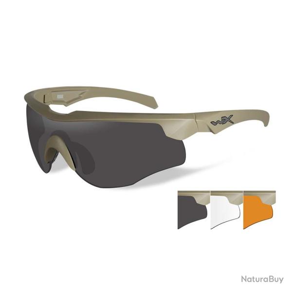 Lunettes de protection balistiques Rogue Comm tan crans fum/incolore/orange
