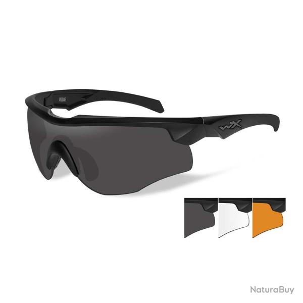Lunettes de protection balistiques Rogue Comm noir �crans fum�/incolore/orange