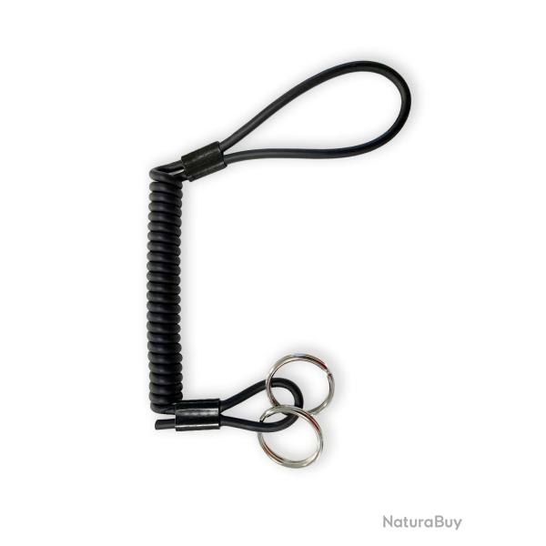 Dragonne de s�curit� Kevlar� 80 cm avec anneaux porte-cl�s noir