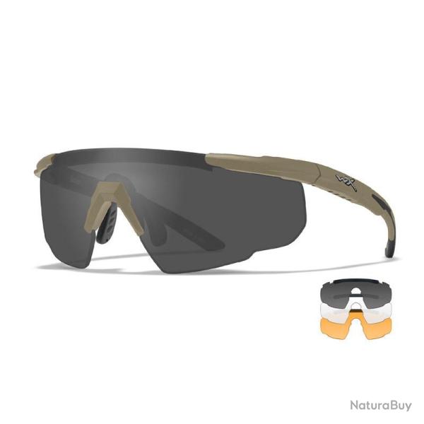 Lunettes de protection balistiques Saber Adv. tan �crans fum�/incolore/orange
