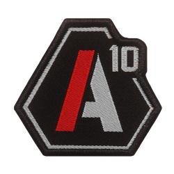 Patch A10 brod&eacute; blanc/rouge sur tissu noir