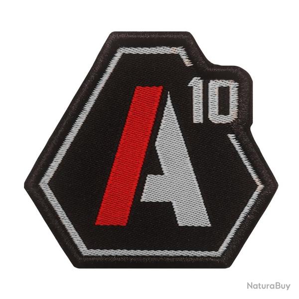 Patch A10 brod� blanc/rouge sur tissu noir