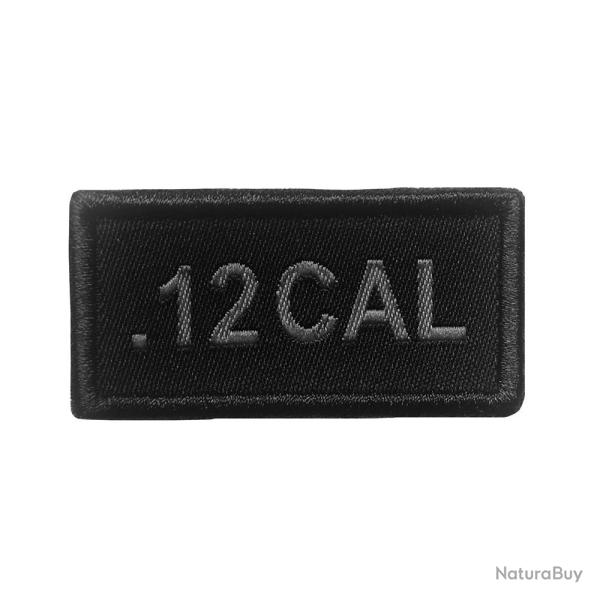 Patch calibre .12 brod� gris sur tissu noir