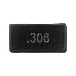 Patch calibre .308 brod&eacute; gris sur tissu noir