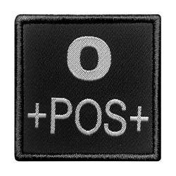 Groupe sanguin O positif brod&eacute; sur tissu noir