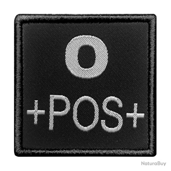Groupe sanguin O positif brod� sur tissu noir