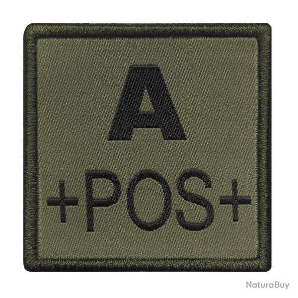 Groupe sanguin A positif brod sur tissu vert olive