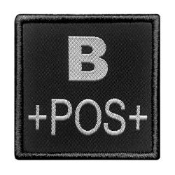 Groupe sanguin B positif brod&eacute; sur tissu noir