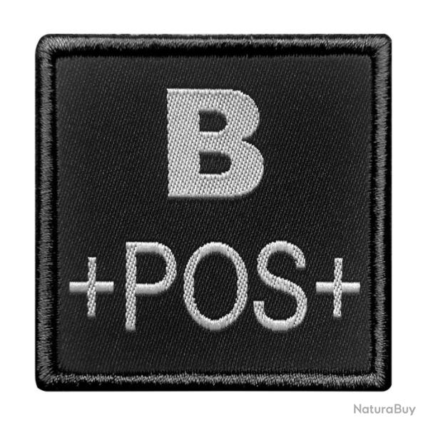 Groupe sanguin B positif brod sur tissu noir