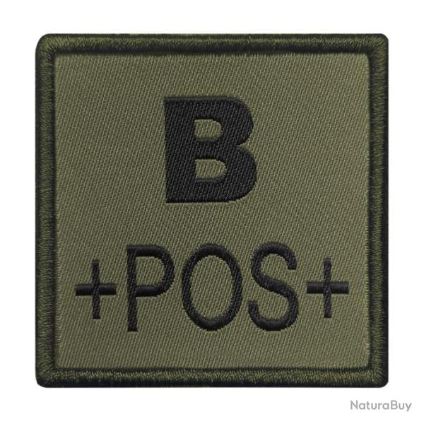 Groupe sanguin B positif brod sur tissu vert olive