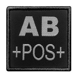 Groupe sanguin AB positif brod&eacute; sur tissu noir