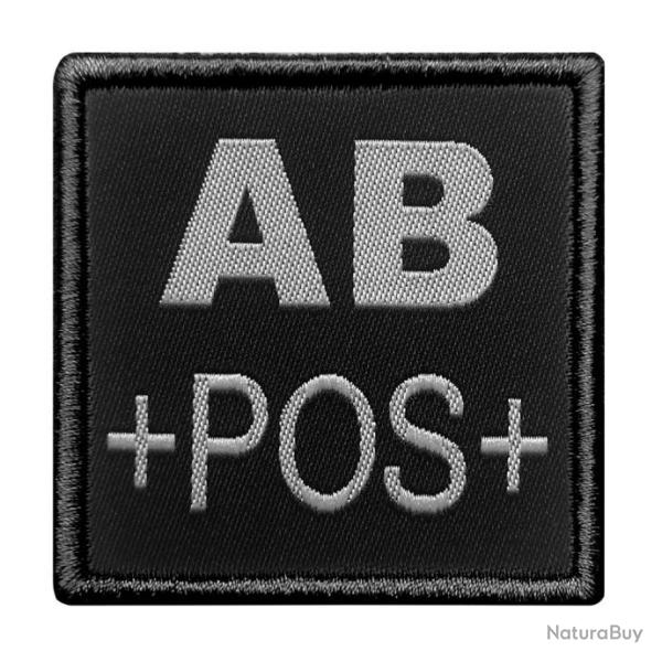 Groupe sanguin AB positif brod sur tissu noir