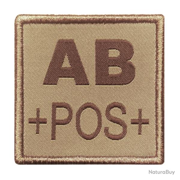 Groupe sanguin AB positif brod sur tissu tan