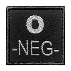 Groupe sanguing O n&eacute;gatif brod&eacute; sur tissu noir