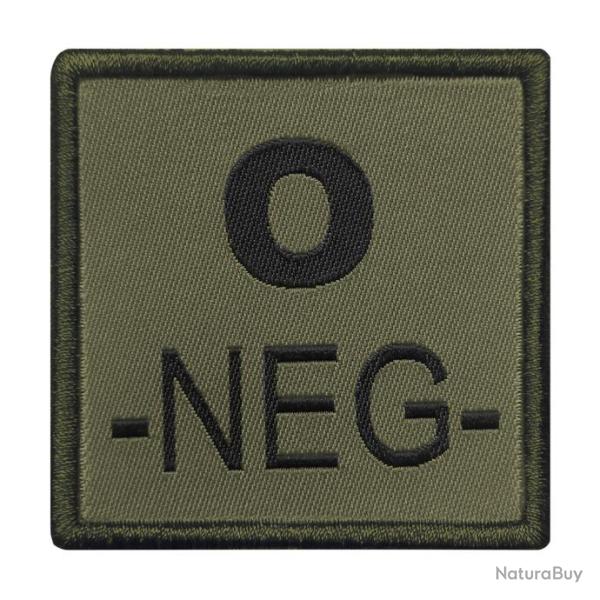 Groupe sanguin O ngatif brod sur tissu vert olive