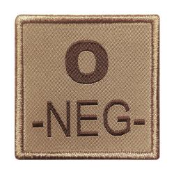 Groupe sanguin O n&eacute;gatif brod&eacute; sur tissu tan
