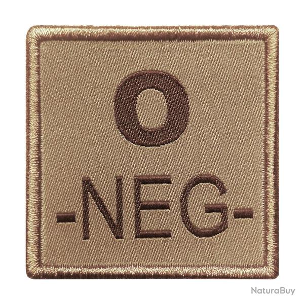 Groupe sanguin O n�gatif brod� sur tissu tan