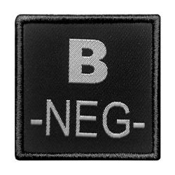 Groupe sanguin B n&eacute;gatif brod&eacute; sur tissu noir