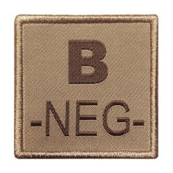 Groupe sanguin B n&eacute;gatif brod&eacute; sur tissu tan