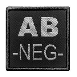 Groupe sanguin AB n&eacute;gatif brod&eacute; sur tissu noir