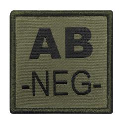 Groupe sanguin AB n&eacute;gatif brod&eacute; sur tissu vert olive