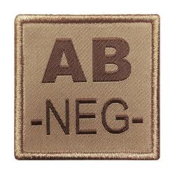 Groupe sanguin AB n&eacute;gatif brod&eacute; sur tissu tan
