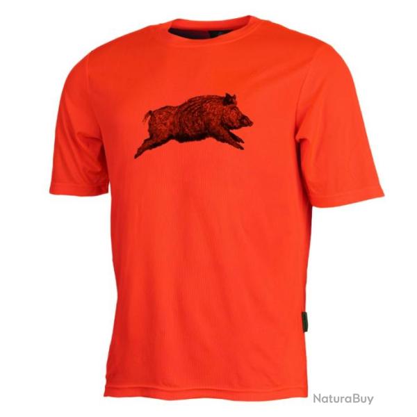TREELAND - T-SHIRT SECHAGE RAPIDE MAILLE ORANGEMOTIF SANGLIER - T009