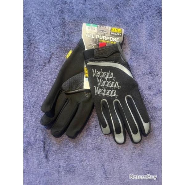 PAIRE DE GANTS MECHANIX UTILITY LIGHT DUTY TRAVAUX LEGERS NOIR ET GRIS TAILLE XL 11 ou S 8 ou M 9