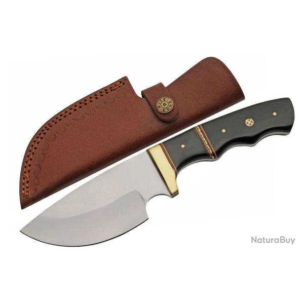 Couteau De Chasse Skinner Manche R�sine Lame Acier Inox Etui Cuir PA203452HN