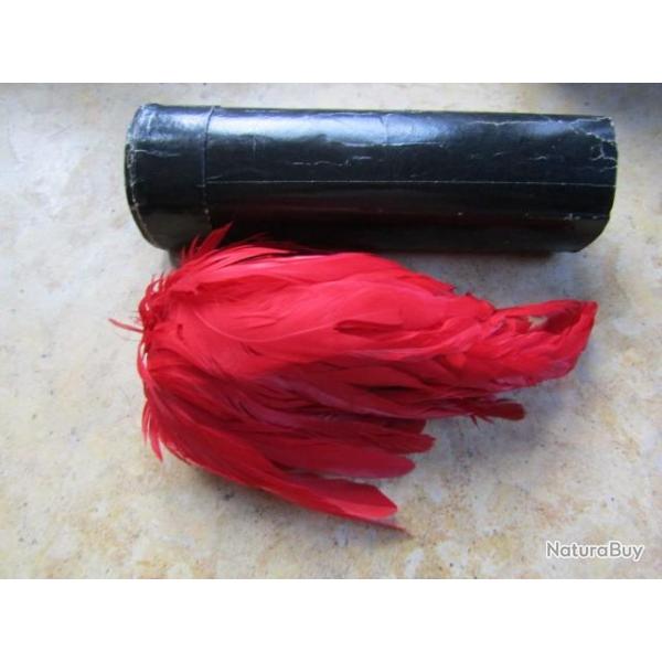 plumet de k�pi  adjudant + officier plumes plumet coq rouge, k�pi / shako mod 1910 +boite authentiqu