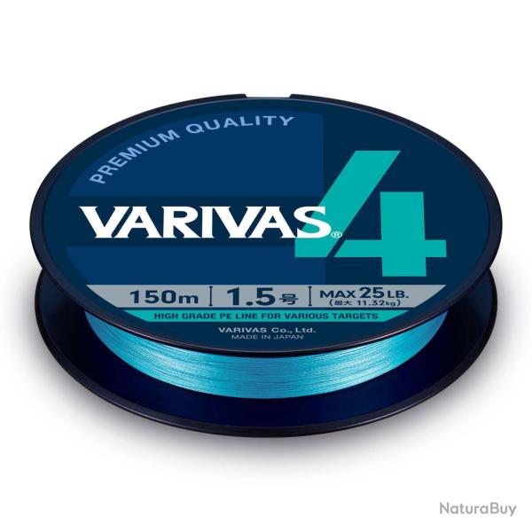 Tresse Varivas 4 WT Blue 150m 150m PE 1,2 21lb