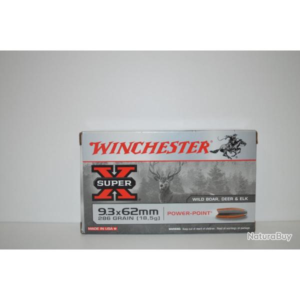 1 boite de Balles Winchester calibre 9.3X62 Power Point 286Gr