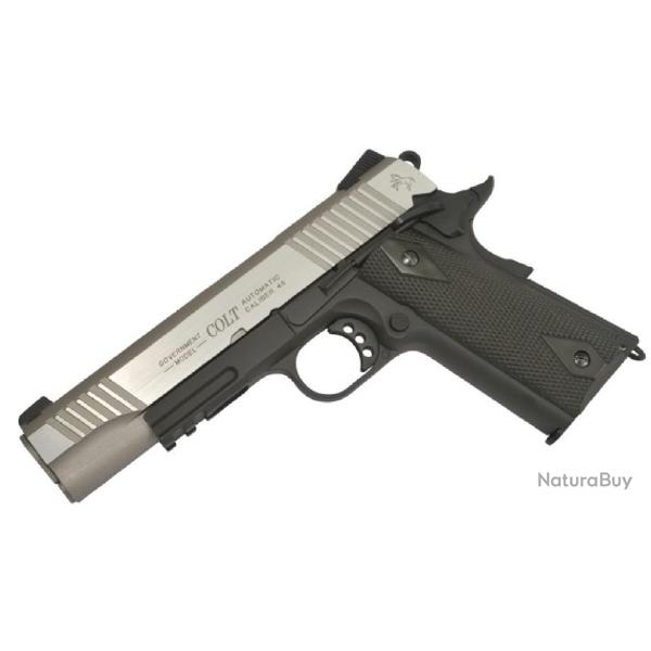 R�plique d'airsoft Colt 1911 Rail Gun GBB CO2 bicolore 1J