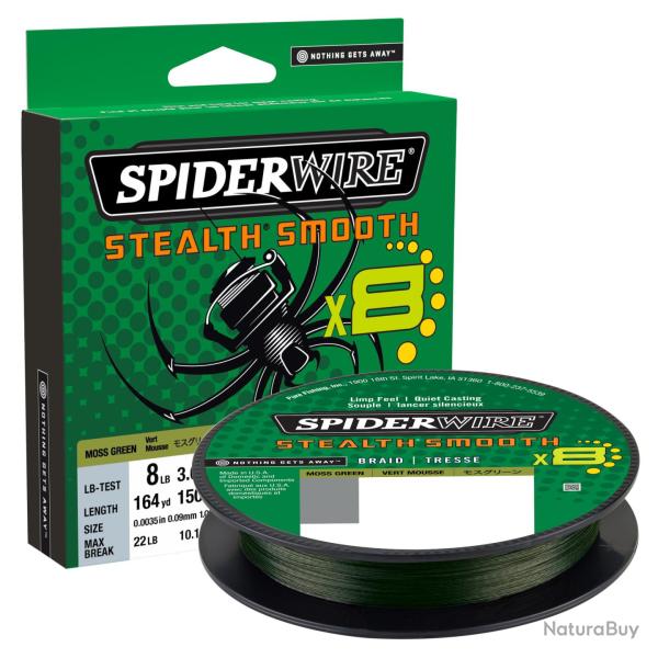 Tresse Spiderwire Stealth Smooth 8 Braid Moss Green 150m 6/100