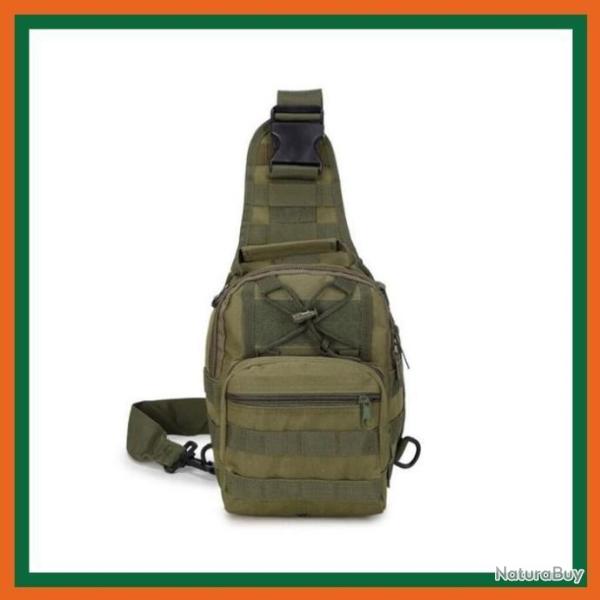 Sac � poitrine tactique avec bandouli�re - Vert arm�e - Livraison gratuite et rapide