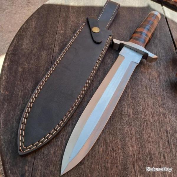 Grand Couteau �P�E Double tranchants Manche en Bois avec �tui en cuir