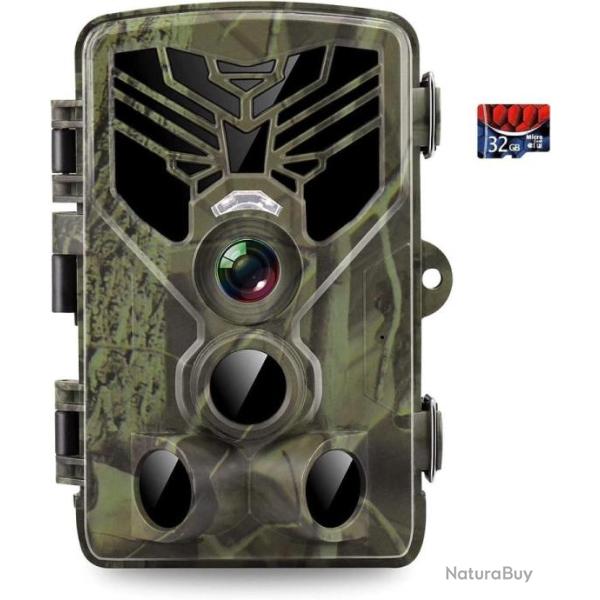 Cam�ra de Chasse Infrarouge 24MP 1520P HD Vision Nocturne IP65 �tanche 36 LED �cran LCD 2,0 SD 32G