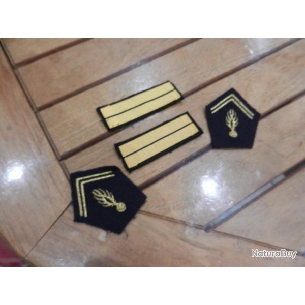 galons et pattes de col lieutenant de Gendarmerie
