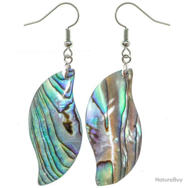 Boucles d'oreilles vague en nacre abalone paua